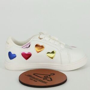 Kurt Geiger Girls Size 9 Mini Love Lane Leather Sneaker Low Top Hearts Lace Up
